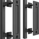 SMARTSTANDARD 2 Pack Barn Door Handles Set, 12" Large Rustic Two-Side Design, Pull and Flush Sliding Door Handle for Gates Garages Sheds Furniture, Black, Square