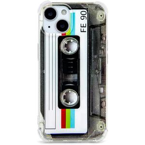FAteamll Case for iPhone 14 Matte Finish Heavy Duty Soft Back Cover with Reinforced Corners TPU Soft Bumper Retro Cassette Tape Case Compatible with iPhone 14