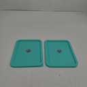 Replacement Lids for Pyrex 7211-PC 6 Cup Rectangle, Silicone Storage Cover Lid for Glass Bowl, Pack of 2 with Date Mark Turquoise