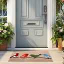 Dunzy Colorful Spring Birds Front Door Mat Indoor Outdoor Entrance 36"x24" Door Mat with Heavy Duty Backing Birds Welcome Mats for Entryway, Porch Doormats Outdoor Indoor Entrance Anti-Slip