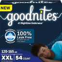 Goodnites Boys' Nighttime Underwear, Size XXL (120-165 lbs), 54 Ct