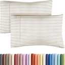 Standard Pillow Cases Set of 2 - Ultra-Soft Hotel Quality Pillowcase Covers - Comfy & Wrinkle Free - Stain and Fade Resistant - Machine Washable Pillow Protectors - 2 Piece Set - Beige Stripes 2