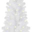 Sunnyglade 4FT Lighted Artificial Christmas Tree, Small Tinsel Pine Tree with 100 LED Light, Pen-Shape Xmas Tree with PVC Full Branch Tips & Stand for Indoor Christmas Home Party Decor (White)