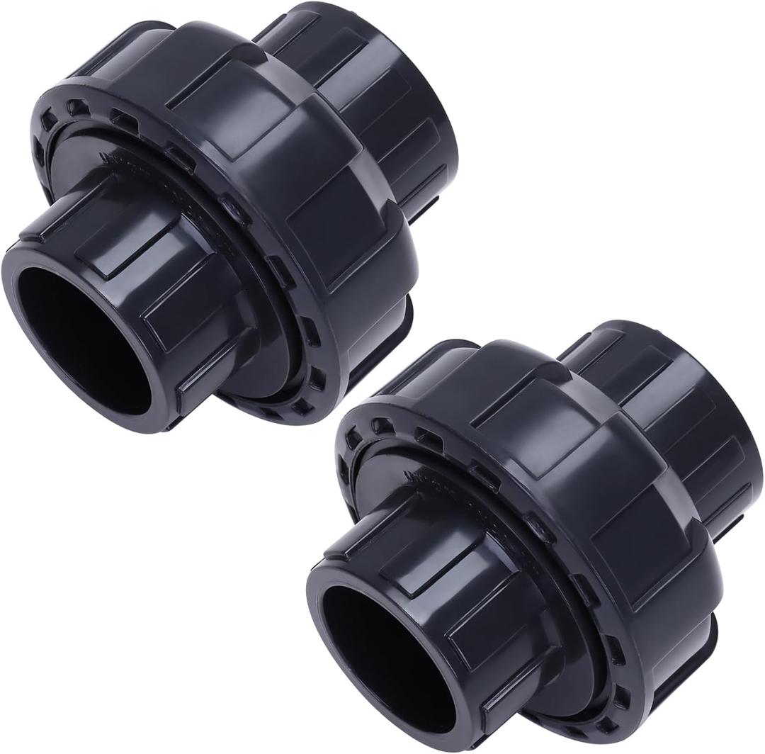 DERNORD 2 Pack UPVC Union Pipe Fitting, 3/4 inch Slip Union Coupling Adapter, Schedule 80, EPDM O-ring, Socket x Socket