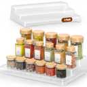 MUDEELA 2 Pack Spice Rack Organizer for Cabinet, 3 Tier Spice Organization for Cabinet, Non-Skid Spice Shelf with Protection Railing, Versatile Seasoning Organizer for Kitchen Pantry Counter
