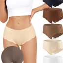 LEVAO Seamless Underwear for Women No Show Bikini Invisible Hipster Workout Panties 5 Pack S-XL (L)