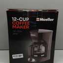 MUELLER HOME 12-Cup Drip Coffee Maker Perfect for Home or Office, Borosilicate Carafe, Auto-Off, Reusable Filter, Anti-Drip, Keep-Warm Function, Clear Water Level Window, Gray