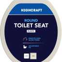 HIGHCRAFT Premium Round Toilet Seat with Adjustable Hinges - Molded Plastic Toilet Seat - Fits Standard Round Toilets - Round Seat in Bone/Beige