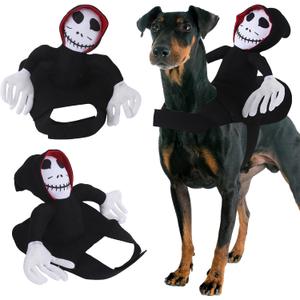 Dog Halloween Saddle Costume Dog Ghost Riding Costume Pet Transformation Ghost Clothes Halloween Cosplay Party Dressing Up Outfit for Small Medium Dogs Cats (Large)