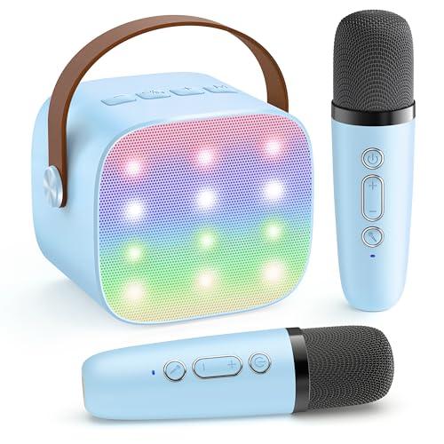 YLL Karaoke Machine for Kids, Portable Mini Speaker with 2 Wireless Microphones, 2026 Top Birthday Toys Gifts for Boys Girls 3, 4, 5, 6, 7, 8, 9, 10, 11, 12+ Years Old Grandkids Family Party (Blue)