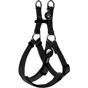 PUPTECK No Pull Dog Harness Soft Adjustable Basic Nylon Step in Puppy Vest Outdoor Walking with ID Tag and A-ir Tag Case, Black, S (Black(Holder Bundle))