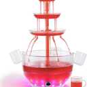 Kusini Drink Fountain for Parties - 1.5 Gal, 3 Tier Punch Bowl Champagne Tower, LED Base, 4 Reusable Cups - Drink Tower Machine for Soda, Juice, Mimosa, Pani Puri Fountain for Party Hosting Supplies