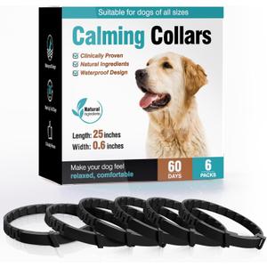 25 Inch Adjustable Waterproof Calming Collar for Dogs 6 Packs