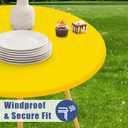 Moosfor Round Spandex Tablecloth, Elastic Fitted Waterproof Tablecloths for 45"-56" Tables, Stretch Washable Picnic Table Cover for Camping, Dining, Indoor and Outdoor, Yellow