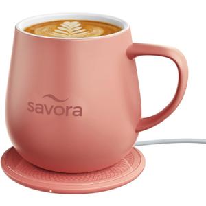 12oz IntelliHeat Coffee Mug | Baristas Choice | Exclusive Wireless SmartSense Pad | Maintains Perfect 135F | Hand-Crafted Ceramic Mug & Lid | Great for Tea Drinkers | Backed for Life - Pink