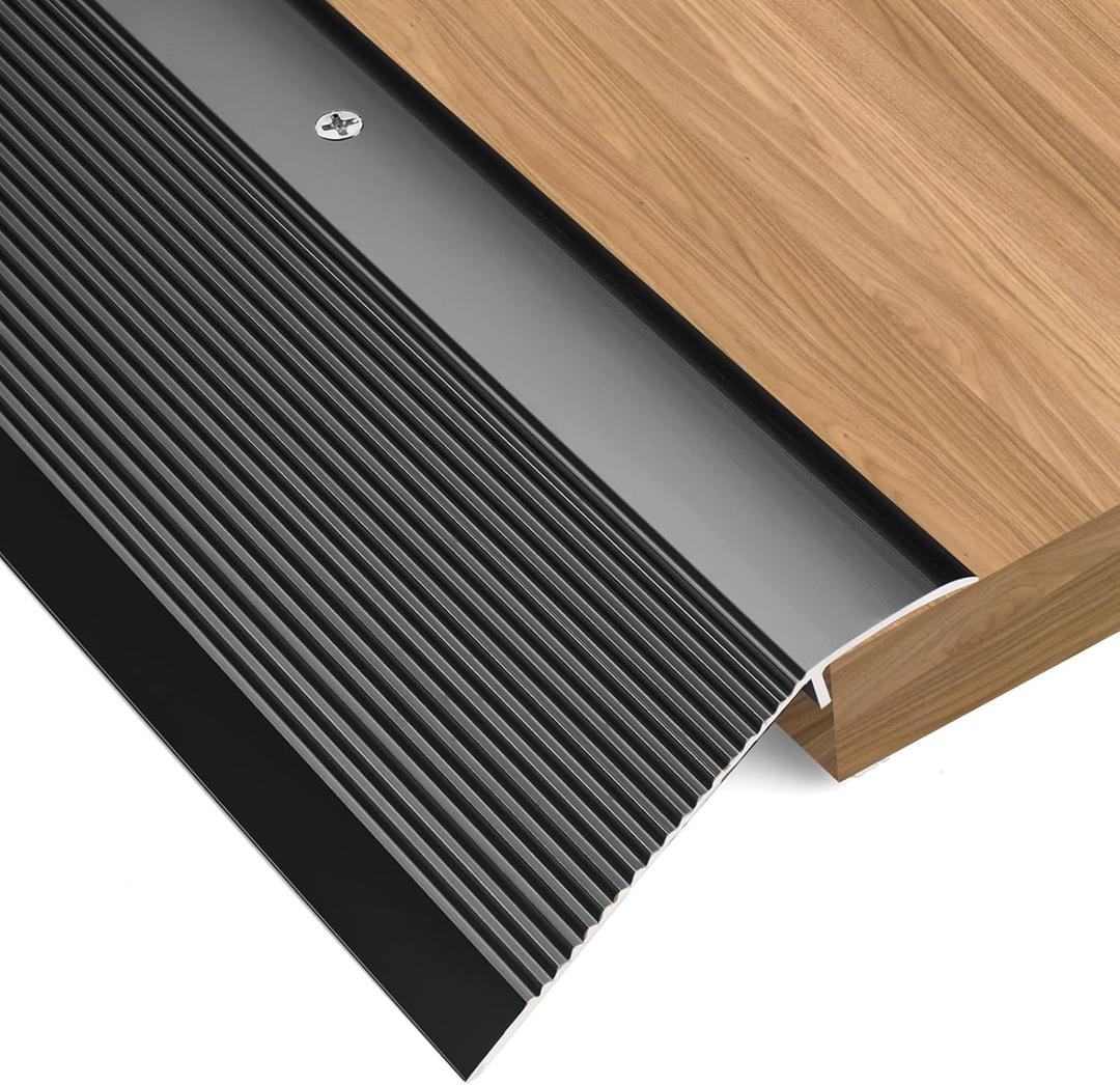 Aluminum Floor Transition Strip, Door Thresholds Bridge The Height from 0.4to 1.6, for Wood, Tile, Carpet Laminate, Vinyl, Concrete, Size 363.90.35 (Black)