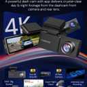 TORVO TD3 4K+2K Dash Cam with App, Camera for Car Front and Back with 5G WiFi & GPS, Free 64GB Card, Night Vision Dashcam Front Cameras 24/7 Recording When Car is Off, Security Camera for Cars