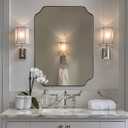 ANDY STAR Chrome Bathroom Mirror, 24x32 Inch Polished Chrome Rectangle Mirror, Scalloped Bathroom Mirror with Stainless Steel Metal Frame, Thin Frame Deep 1