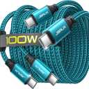 JSAUX 100W USB C to USB C Cable [2-Pack 6.6FT], Type C Fast Charging Cord for iPhone Air/iPhone 17/iPhone 17 Pro/iPhone 17 Pro Max, iPhone 16/15 Series, Galaxy S/Note Series, MacBook, iPad - Green