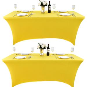 2-Pack 6ft Spandex Table Covers for Rectangle Standard Folding Tables - Wrinkle Resistant Stretch Tablecloths - Ultimate Fitted Table Protector for Parties, Trade Shows, Banquet