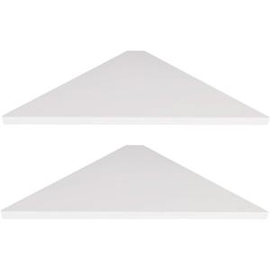 evron Corner Mounting Shelf Set of 2 – Easy to Install Floating Wall Shelves with Wood Grain Finish, Durable and Waterproof ABS Plastic for Kitchen, Bathroom, Living Room Home Décor