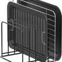 KORRTFID Kitchen Cabinet Organizer, Steel Cookware Holder, Divided Holder with 5 Slots for Skillets Baking Tray and Chopping Board Rack - Baking Pan Holder Storage (1 PC)