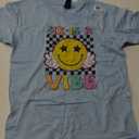 "Six Is A Vibe" 10th Birthday Groovy Smile Face BLUE , 10 Years Old