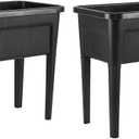 2 Pcs Plastic Raised Garden Beds with Legs16 Gallon Outdoor Elevated Garden Planter BoxPerfect for Flowers, Vegetables, and Herbs
