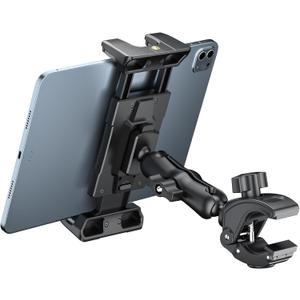 OHLPRO Tablet Mic Stand Holder for iPad Treadmill Handlebar Clamp, Mount for Spin Bike Microphone Peloton Stroller Bicycle, Fit 5-13 iPad Pro 12.9 Air Mini, Galaxy Tab, iPhone, Fire HD 10