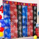 MECOLO Spider Web Birthday Decorations 2 Pack Spider Party Supplies 3.3x6.6ft Red Blue and Black Spidey Tinsel Foil Fringe Curtains Backdrop Red and Blue Streamers Spider Theme Party Decorations