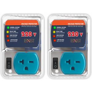 BXST Refrigerator Surge Protector Outlet, Adjustable Voltage Regulator Against High and Low Voltage, Power Surge Protection for Fridge, Freezer and Home Appliances, 220V 4400W, 2 Pack