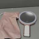 LitBear Travel Makeup Mirror with Lights, Rechargeable Double-Sided 10X/1X Magnifying Mirror, Portable Lighted Beauty Mirror, 3 Color Lighting, Dimmable Touch Screen, Tabletop Handhold Hanging (White) (Rose Gold)