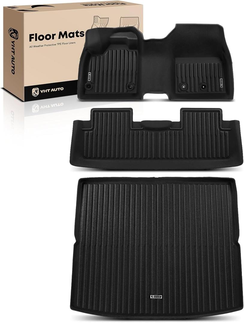 YHTAUTO Floor Mats & Cargo Mat Fit 2023-2025 Nissan Ariya, TPE All Weather Car Mats Waterproof Anti-Slip Odorless Floor Liner, Interior Car Accessories