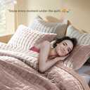 LEAONME Velvet Quilt Oversized California King-120''x120'', Lightweight Dusty Pink Comforter Set with 2 Pillow Shams, Oversized Bedspread Coverlet Quilted Bedding Set for All Season