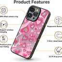 Compatible for iPhone 15 Pro Max Case Cute Aesthetic - Durable Fashion Funny Phone Case - Girly Love Heart Pattern Print Cover Design for Woman Girl 6.7 inches Black