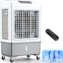 FANCOLE Windowless Air Conditioner, 2100CFM Evaporative Air Cooler with 4 Ice Packs, 700 Sq.ft Swamp Cooler Air Conditioner No Windows Needed w/3Mode & 3Speed, 7H Timer & Remote for Room Garage Patio