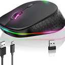 Ergonomic Wireless Mouse, Rechargeable Mouse, RGB Gaming Mouse, RGB Marquee Mouse (Black)