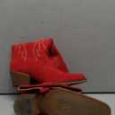 IUV Suede Cowboy Boots for Women Western Mid Calf Cowgirl Boots with Embroidered, Retro Snip Toe Fashion Boot With Chunky Block Heel Summer Fall Country Music Festival Cowboy Chic Size 7 Red Suede