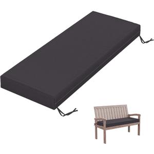 Outdoor Bench Cushion 48 X 18 X 3.5 Inch Thick Waterproof Patio Furniture Cushions, Patio Porch Swing Replacement Seat Pad with Tie Straps and Anti-Slip, for Backyard Garden, Grey
