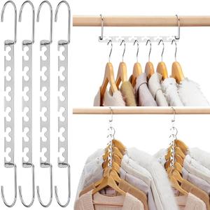 HOUSE DAY Space Saving Hangers for Clothes 4 Pack, Heavy Duty Hanger Organizer | 30 Lbs Capacity |, Metal Magic Hanger, Sturdy Multi Hangers, Closet Space Saver Closet Organizers and Storage