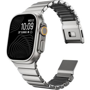 Magnetic Titanium Band Compatible with Apple Watch Ultra 3/2/1 Band 49mm Series 11 10 46mm 45mm 44mm 42mm SE 3/2/1 9 8 7 6 5 4,Luxury Silicone Dual-Layer Link For iwatch Men Women