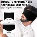 Sleep Mask, Eye Mask for Sleeping with Heads Adjustable, Earmuffs for Sleep for Men & Women, 2 in 1 Ear Mask and Blindfold, Soft Dual-Sided All-Season Eye Cover for Side Sleepers (Black)
