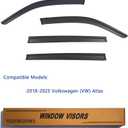 Window Visors Rain Guards Compatible with 2018-2026 Volkswagen (VW) Atlas, Out-Channel Side Window Wind Deflectors Vent Shades Accessories, Dark Smoke 4 Pcs, 2019 2020 2021 2022 2023 2024 2025