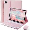 Keyboard Case for iPad Pro 13 (M4 2024) 13 inch - with Mouse and Detachable Keyboard, Slim Case with S Pen Holder, Auto Sleep/Wake-Pink