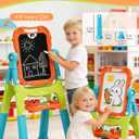 Lehoo Castle Easel for Kids, 4 in 1 Double Sided Kids Art Easel with Magnetic White Board & Chalk Board, Adjustable Standing Toddler Easel with Drawing & Writing Accessories - Gift for Boys and Girls