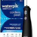 Waterpik Cordless Pearl Rechargeable Portable Water Flosser for Teeth, Gums, Braces Care and Travel with 4 Flossing Tips - ADA Accepted, WF-13 Black, Packaging May Vary