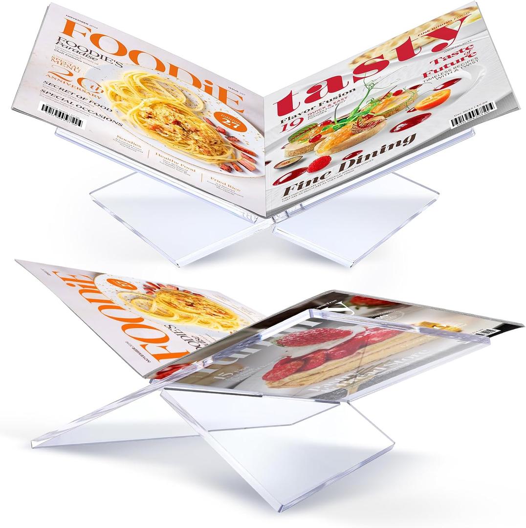 Large Acrylic Clear Book Stand, 13.8" x 9.9" x 5.5" Acrylic Clear Book Holder Display Bible Stand Bookstand for Display and Reading Cookbooks Bibles Art Magazines Stands for Home and Office
