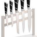 HarJue Magnetic Knife Block with Marble Base, Stainless Steel Magnetic Knife Holder Stand without Knives Powerful Magnetic knife Strip for kitchen Countertop Knife Storage (Brushed Nickel)