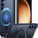 TORRAS Magnetic Stand for Samsung Galaxy S25 Plus Case, [Compatible with Magsafe] [Military Grade Drop Tested] Shockproof Ring Translucent Slim Protective Phone Case for S25 Plus Case Ostand, Black