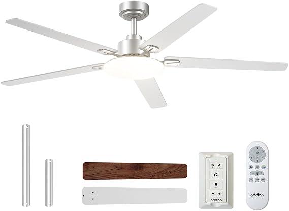 addlon 60 Inch Ceiling Fans with Lights and Remote Control, Wall Switch
Reversible DC motor, 6-speed, Timer, 3CCT Dimmable, Quiet, Silver Ceiling Fan for Bedroom, Living Room, Indoor/Outdoor Use